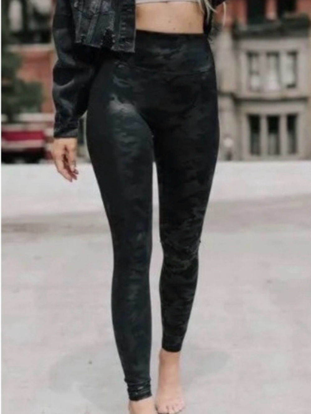 Spanx High-Waist Black Camouflage Leggings